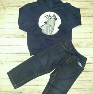Boys jean and hoodie 'I'm part wolf' outfit